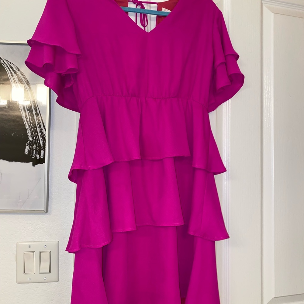 Magenta ruffle dress